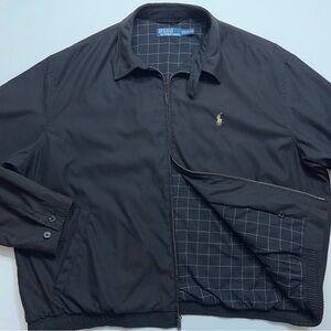 Polo Ralph Lauren Harrington Bomber Jacket Mens Size XL Black Lined Preppy Vtg